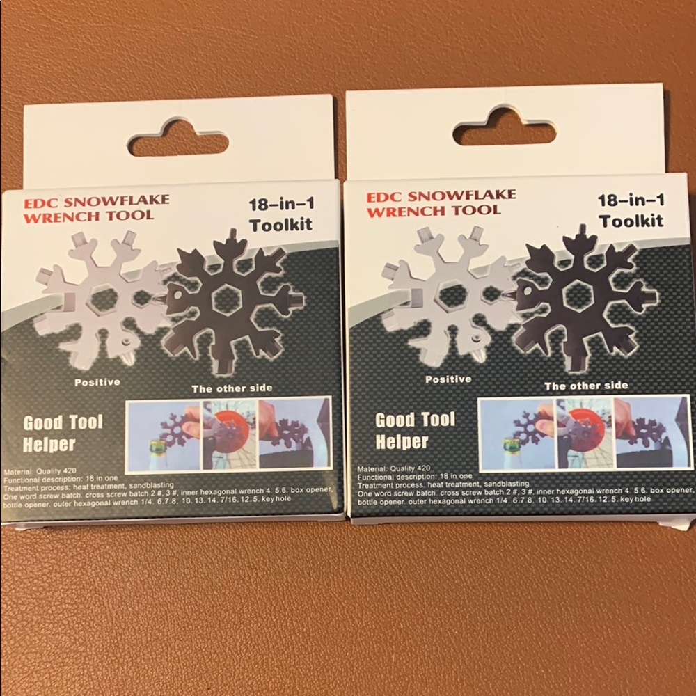 EDC Snowflake Wrench Tool - Silver Snowflake Multi-Tool (2 Pack)